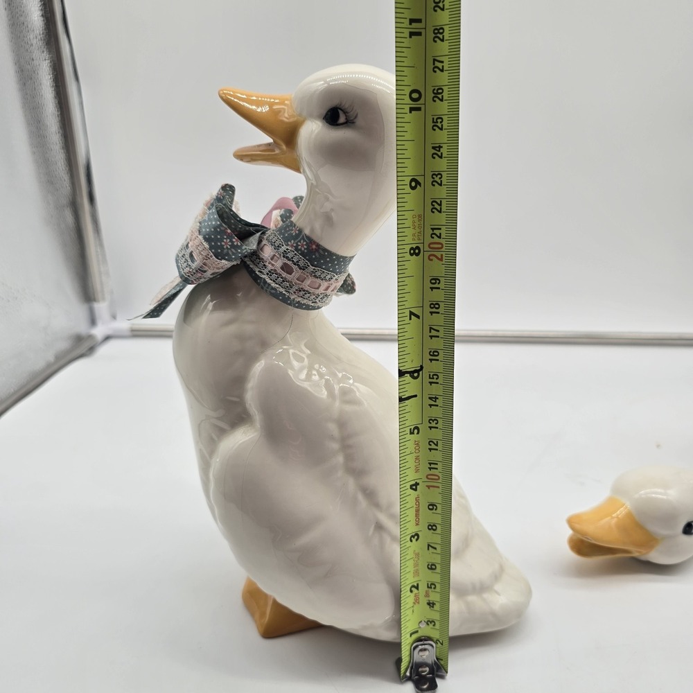 Vtg 1987 Ceramic White Duck Ceramic Geese Goose Figurines Cottage Core Lot Of 2 - Picture 14 of 16